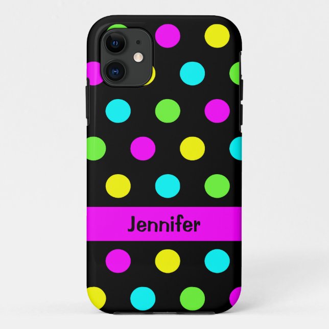 Funny Colourful Polka Dots Name Case-Mate iPhone Case (Back)