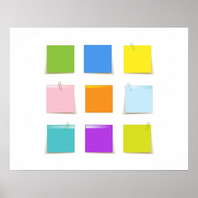Funny Colourful Post-it Notes Poster (Front)