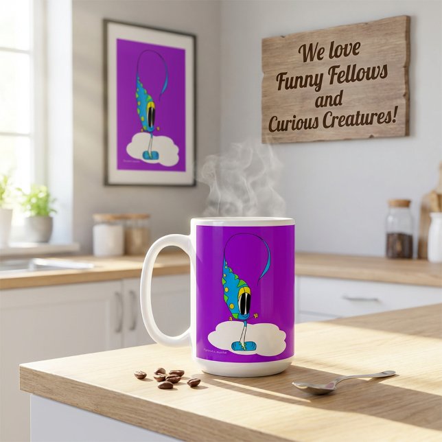 Funny, Colourful, Quirky, Cartoon Character Coffee Mug (Hey! Take a look at this very cool cartoon)