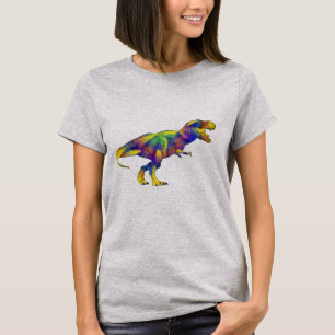 Funny Colourful Running T Rex Dinosaur Art T-Shirt