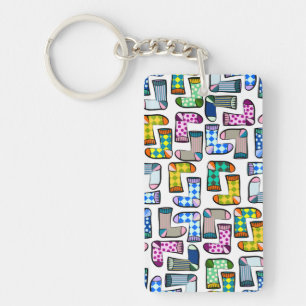 Funny colourful sock pattern key ring