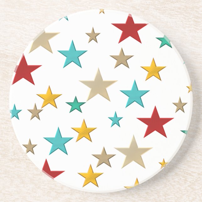 Funny, colourful stars coaster (Front)