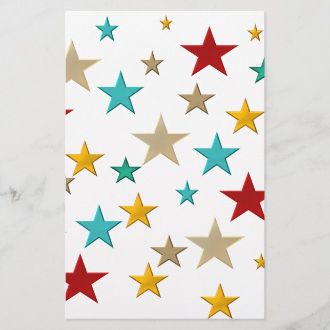 Funny, colourful stars stationery (Front)
