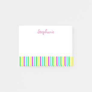 Funny Colourful Stripes Personalised Kids Name Post-it Notes