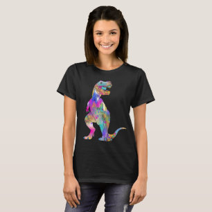 Funny Colourful T Rex Psychedelic Dinosaur Art T-Shirt