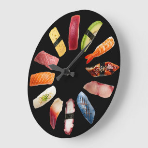 Funny Colourful Tasty Nigiri Sushi Large Clock