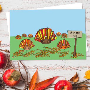 Funny, Colourful, Thanksgiving Turkey Cartoon Thank You Card