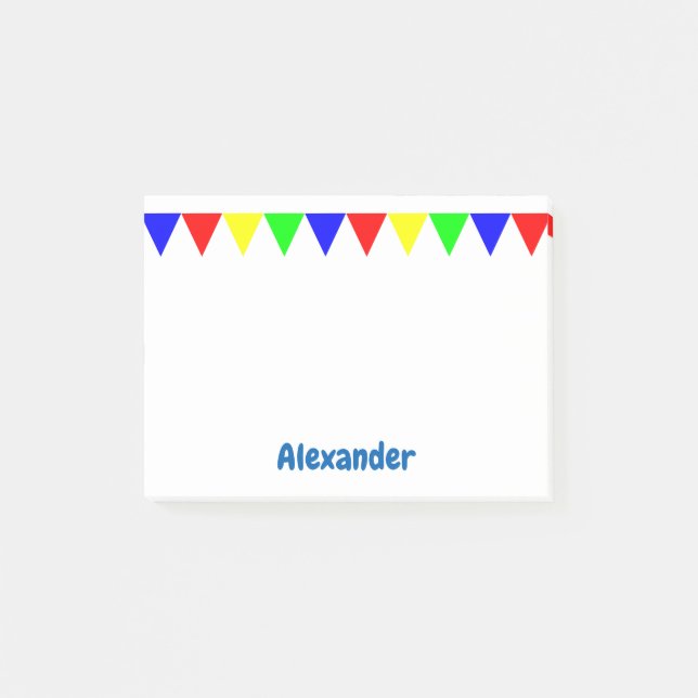 Funny Colourful Triangles Personalised Kids Name Post-it Notes (Front)
