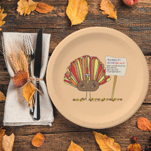 Funny, Colourful, Turkey Cartoon  Add Your Message Paper Plate