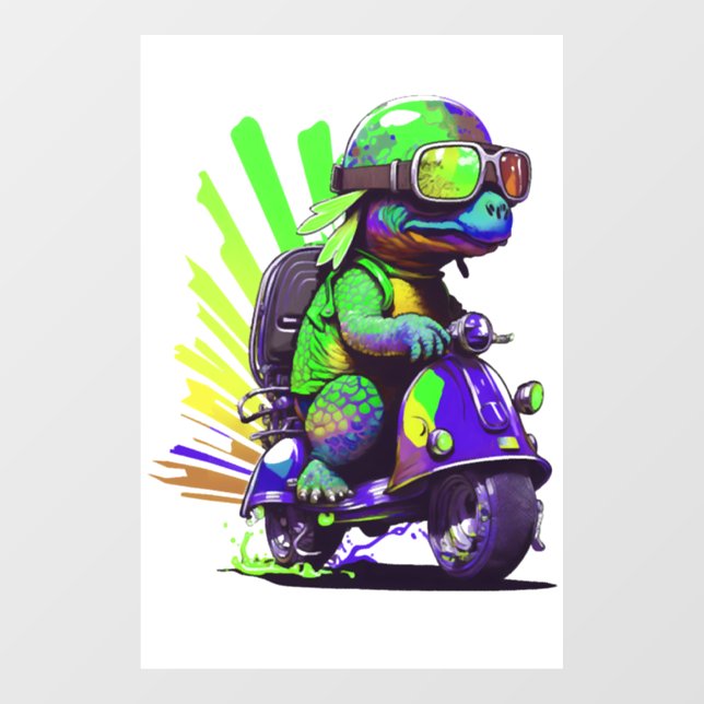 Funny Colourful Turtle On A Scooter Copy (Sheet)
