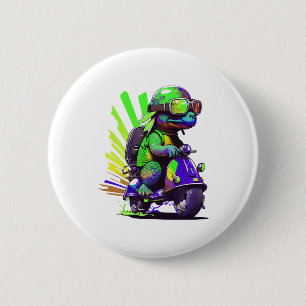 Funny Colourful Turtle On A Scooter Copy 6 Cm Round Badge