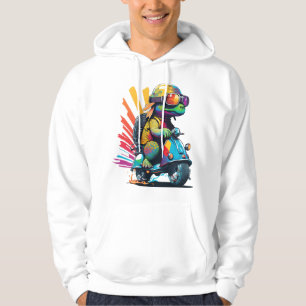 Funny Colourful Turtle On A Scooter Hoodie