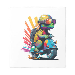 Funny Colourful Turtle On A Scooter Notepad