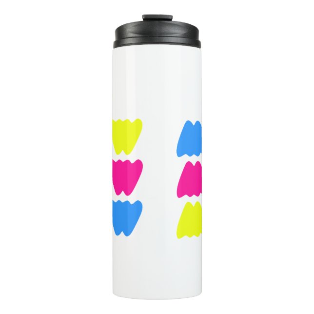 Funny colourful WOW Saying Simple Pink Blue yellow Thermal Tumbler (Front)
