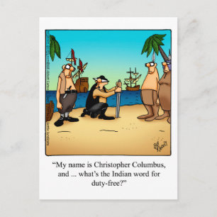 Funny Columbus Day Humour Postcard