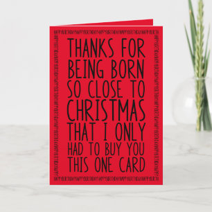 Funny Combined December Birthday and Christmas Card