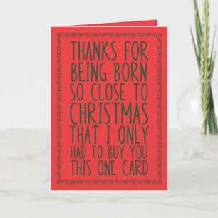 Funny Combined December Birthday and Christmas Card