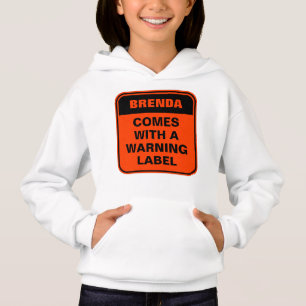 Funny comes with warning label orange danger sign