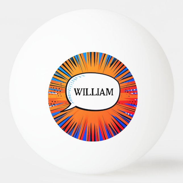 Funny comic book cool personalised name trendy  ping pong ball (Front)