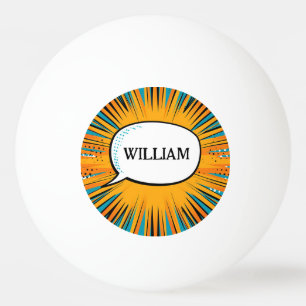 Funny comic book cool personalised name trendy ping pong ball