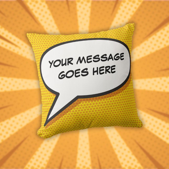 Funny Comic Book Personalised Speech Bubble Modern Cushion (Funny Comic Book Personalized Speech Bubble Modern Throw Pillow)