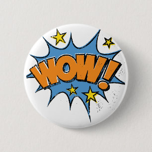 Funny Comic Cartoon Explosion with Nice WoW Text 6 Cm Round Badge