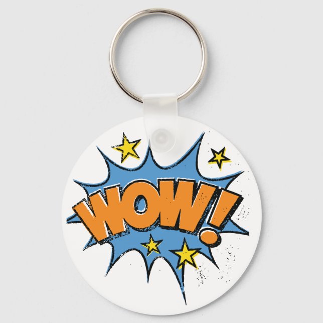 Funny Comic Cartoon Explosion with Nice WoW Text Key Ring (Front)