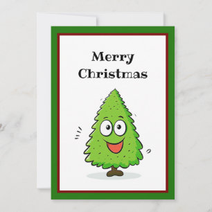 Funny Comic Cool Minimalist Modern Christmas Tree Holiday Card