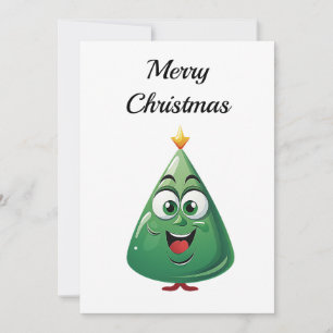 Funny Comic Minimalist Modern Christmas Tree  Holiday Card