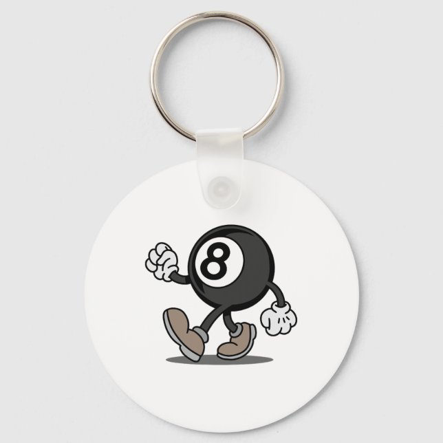 Funny Comic Snooker Billiard Player 8-ll  Key Ring (Front)