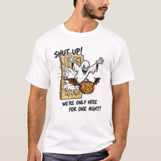 Funny Comic Style Ghost and Pumpkin Halloween Art T-Shirt