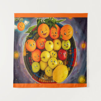 FUNNY COMICAL FRUIT DESIGN ABSTACT ART MODERN TAPESTRY