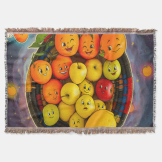 FUNNY COMICAL FRUIT DESIGN ABSTACT ART MODERN THROW BLANKET