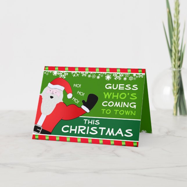 Funny Coming Home Sing-a-long Santa Holiday Card (Front)