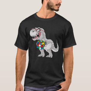 Funny Competitive Puzzle Speedcubing Dinosaur Math T-Shirt