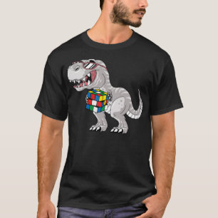 Funny Competitive Puzzle Speedcubing Dinosaur Math T-Shirt