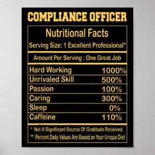 Funny Compliance Officer Nutritional Facts Motivat Poster