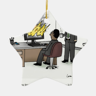 Funny Computer and Technology Office Cartoon Ceramic Ornament