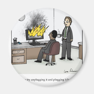 Funny Computer and Technology Office Cartoon Magnet
