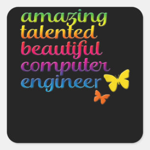 Funny Computer Engineer Cute Girl Engineering Square Sticker