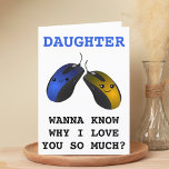 Funny Computer Mouse Click Daughter Happy Birthday Thank You Card<br><div class="desc">Looking for a unique way to express your love and humour to your child? Our funny computer mouse greeting card is the perfect choice for your daughter on her birthday! Customise it by adding your own personal message. Design features two happy blue and gold computer mice. Great way to send...</div>