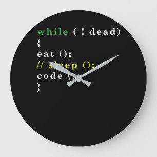 Funny Computer Science Programmer Eat Sleep Code Large Clock