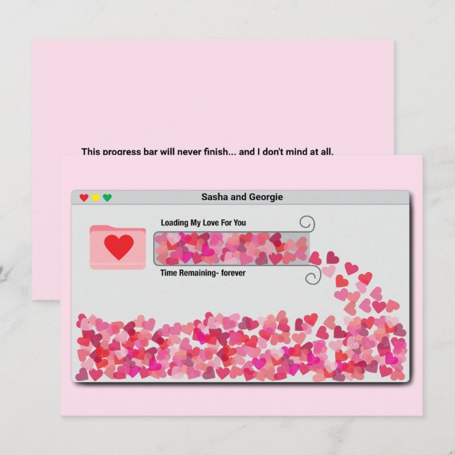 Funny Computer Window Progress Bar Love Loading Holiday Card (Front/Back)