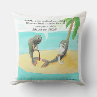 Funny Confused Fish Large Cotton Throw Pillow