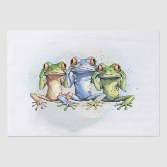 Funny Confused Frogs Tissue Paper (Front)