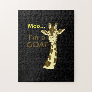 Funny Confusing Giraffe Moo I am A Goat Jigsaw Puzzle