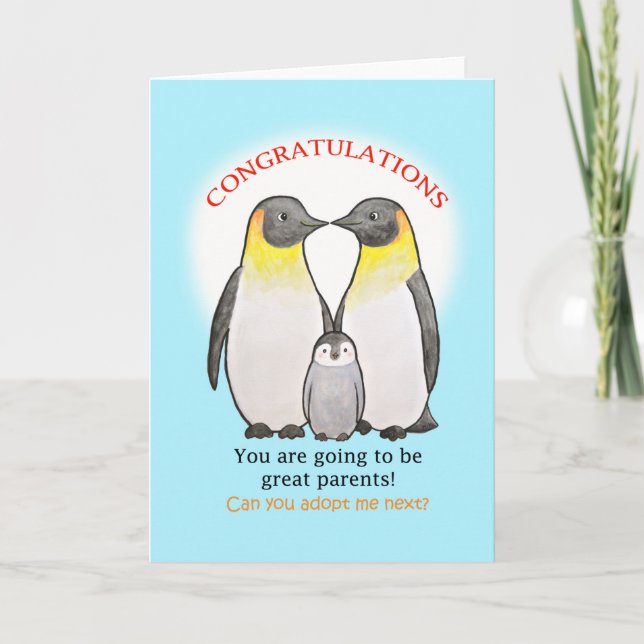 Funny Congratulations on baby new parents penguin  Card (Front)