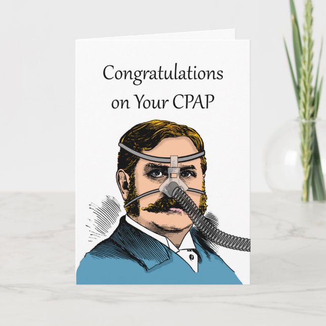 Funny Congratulations on CPAP, Moustache Man Card (Front)