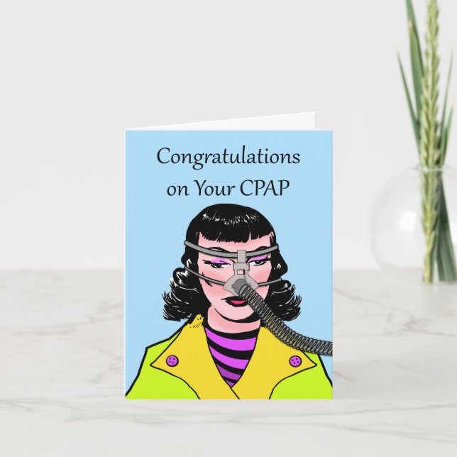 Funny Congratulations on Your CPAP, Retro Woman Card (Front)