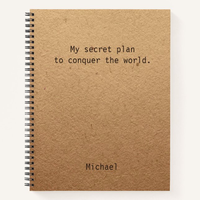 Funny Conquer The World Personalised Office Gift Notebook (Front)